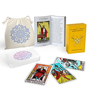 Classic Tarot Cards Deck with Guidebook & Premium Linen Carry Bag